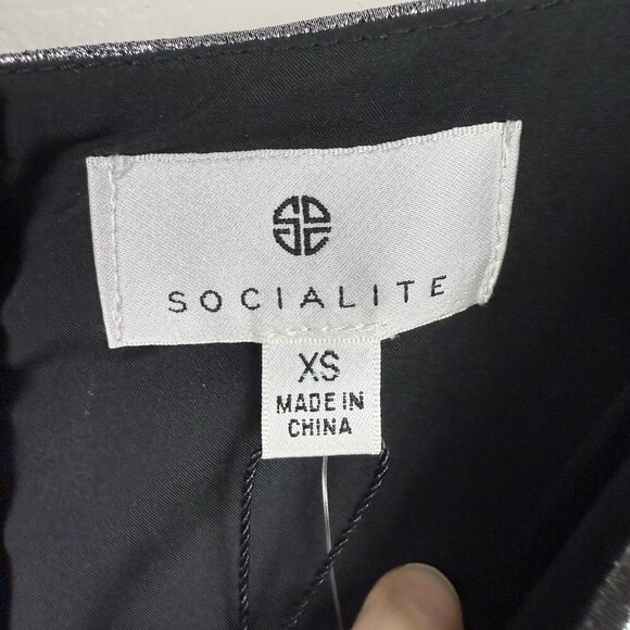 Socialite Metallic Midi Dress Silver Pleated XS NWT Ruched Bodice Holiday Party - Picture 11 of 13